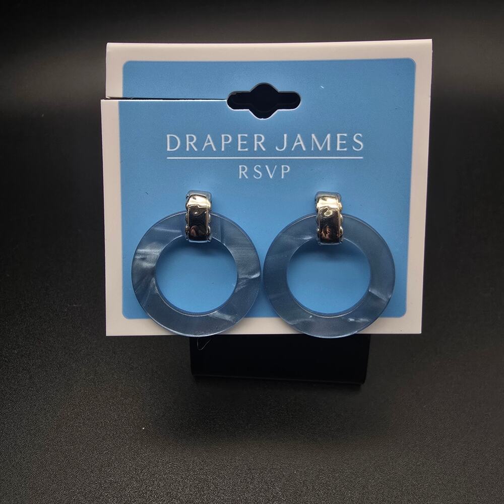 Draper James Blue Acrylic Hoop Earrings Pierced NWT On Card